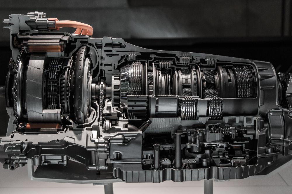 Detailed close-up of a transmission cross-section.