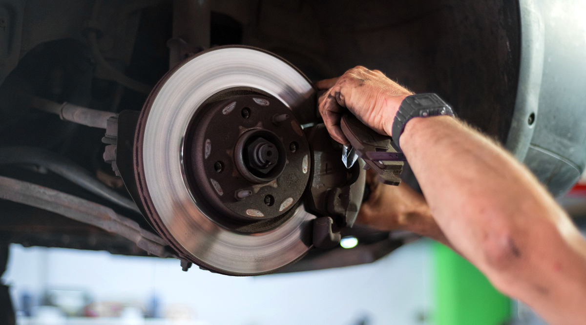 Wilson Tire & Auto in Nashville checks brakes and rotors on a car.